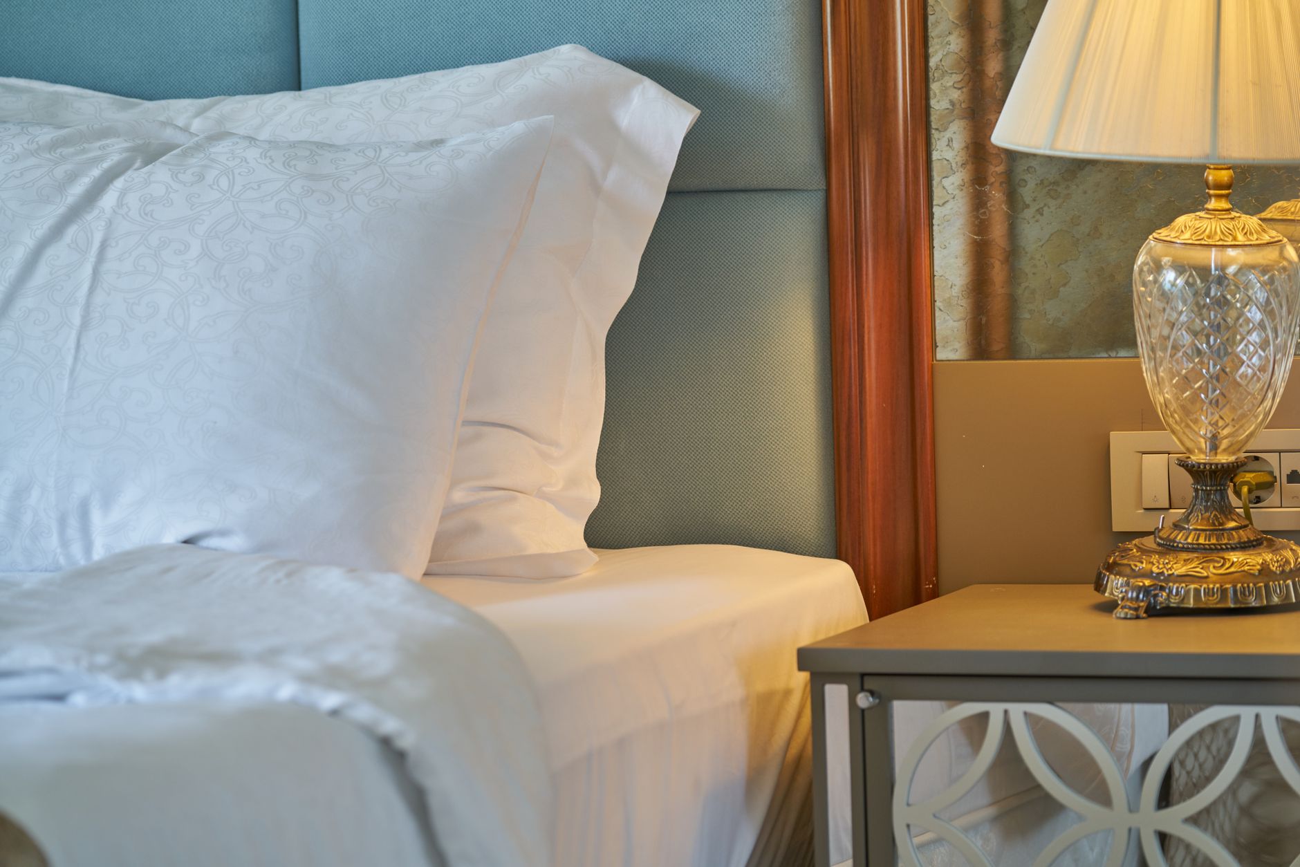 A calm, well-appointed hotel room